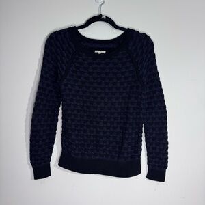Lou & Grey Bubble Stitch Textured Sweater Navy Blue Size Small